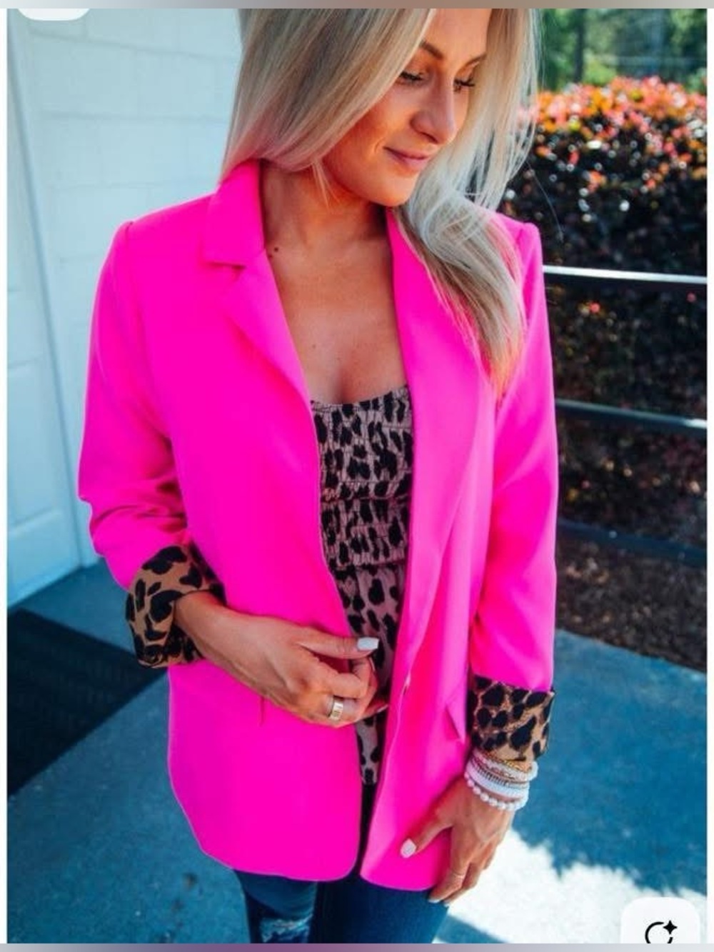 Wild at Heart Leopard Animal Print Hot Pink Blazer NWT small medium large - Picture 5 of 7